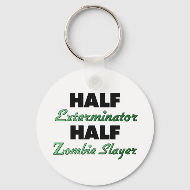 Halv exterminator, halva Zombie Sayer Nyckelring (Framsida)
