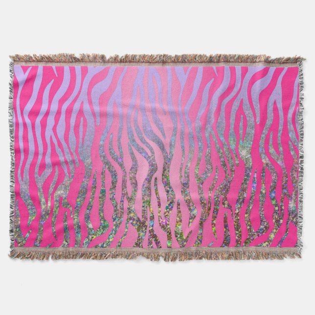 Halv glitter rosa tigertryck filt (Framsidan)