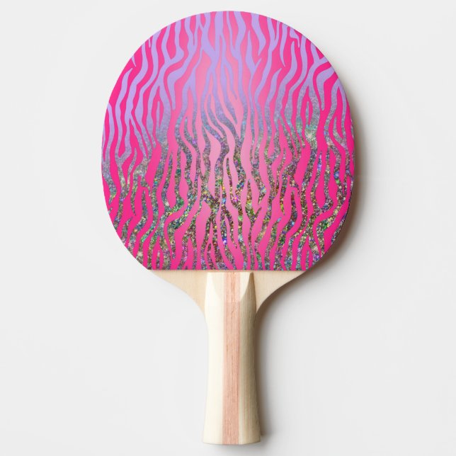 Halv glitter rosa tigertryck pingisracket (Framsidan)