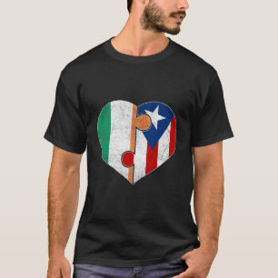Halv irländsk halv Puerto Rican Flagga Heart Roots T Shirt