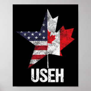 Halv kanadensisk amerikansk använd Kanada Usa flag Poster