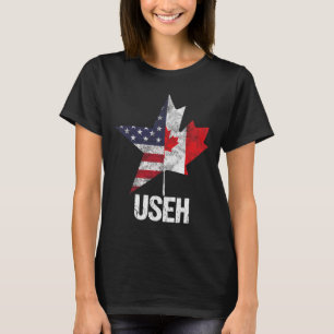 Halv kanadensisk amerikansk Kanada Usa Flagga Före T Shirt