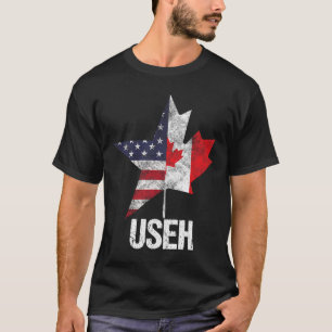 Halv kanadensisk amerikansk Useh Kanada Usa Flagga T Shirt