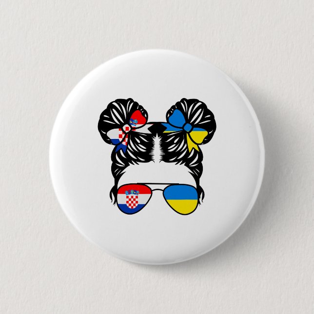 Halv kroatisk halv ukrainsk flicka Kroatien barn h Knapp (Framsida)