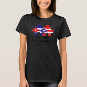 Halv kubansk halv dominikansk flagga kart kombiner t shirt