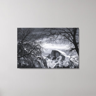 Halv kupol i dalen för vinter Yosemite Canvastryck