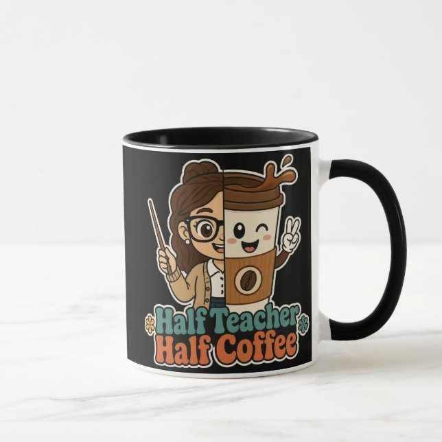 Halv lärare Halv kaffemugg – Roligt present till p (Höger)
