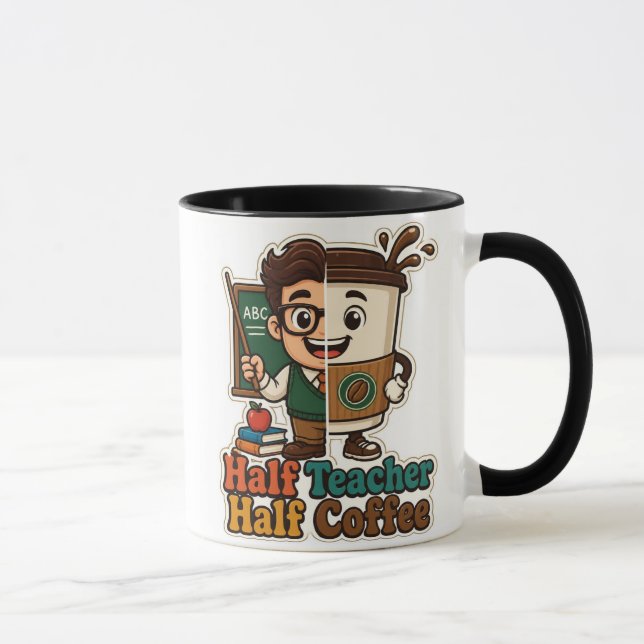 Halv lärare Halv kaffemugg – Roligt present till p (Höger)