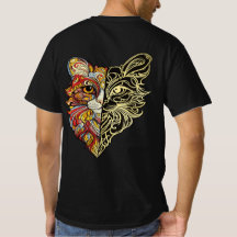 Halv Lejon Ansikte Konst Herr T-Shirt