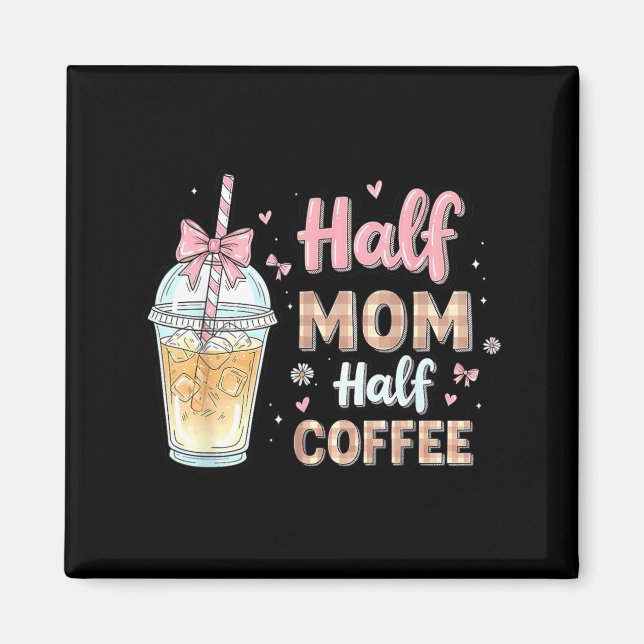 Halv mamma halv kaffe Söt iskaffe Retro mamma Magnet (Framsidan)