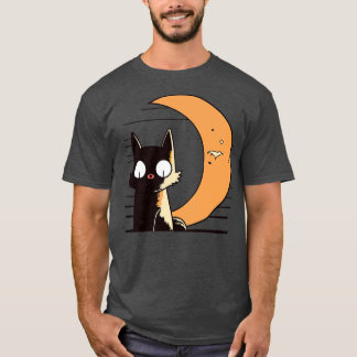 halv måne shine retro stil-katt t shirt
