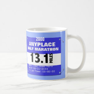 Halv maraton för blåttanpassningsbar någonstans kaffemugg