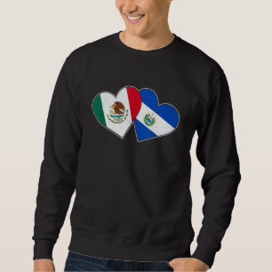 Halv Mexikansk Halv Salvadoransk Flagga Hjärta Mex Lång Ärmad Tröja