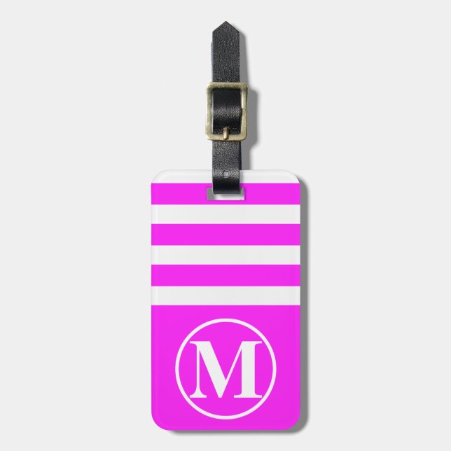 Halv Rand Monogrammad Rosa Bagagebricka (Vertikal Framsida)