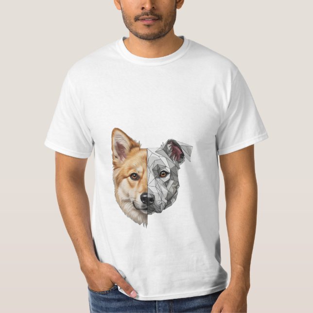 Halv robotisk hundansikte t shirt (Framsida)
