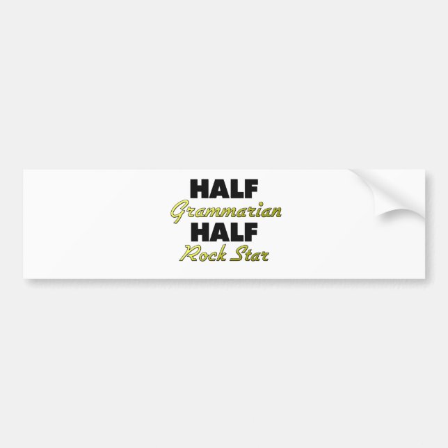 Halv rockstjärna för halv grammatiker bildekal (Framsidan)