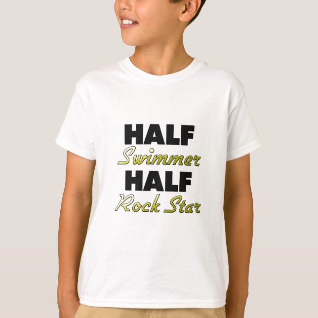Halv rockstjärna för halv simmare t-shirt (Framsida)
