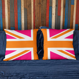 Halv rosa och orange Union Jack Kudde