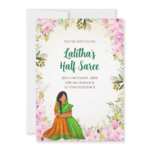 Halv Saree-inbjudan till indisk Saree-funktion