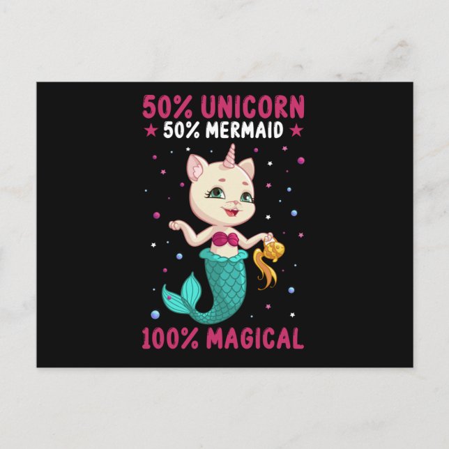 Halv Sjöjungfru för Unicorn Vykort (Framsida)