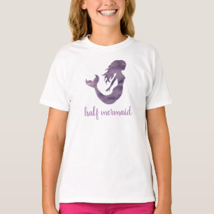 Halv Sjöjungfru Lila Rosa Girl Girl T Shirt