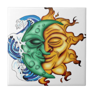 Halv sol för halvmåne kakelplatta