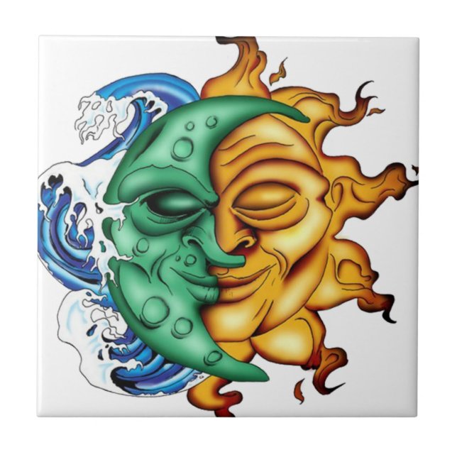 Halv sol för halvmåne kakelplatta (Framsidan)