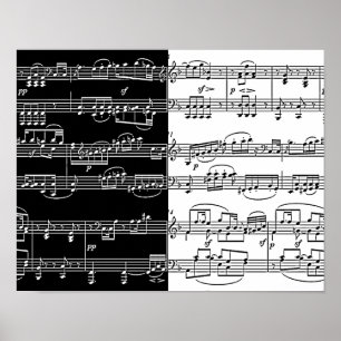 halv svart halv vitmusik noter poster