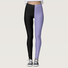 Halv svart halvsvart svartvit lavender Halloween Leggings