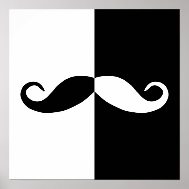 Halv svart och vit mustasch poster (Framsidan)