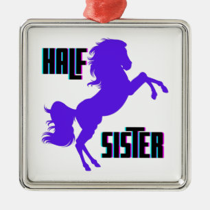 Halv syster Lila Pony Syskon Julgransprydnad Metall