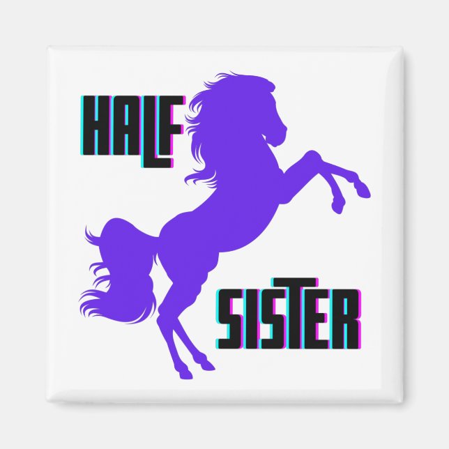 Halv syster Lila Pony Syskon Magnet (Framsidan)