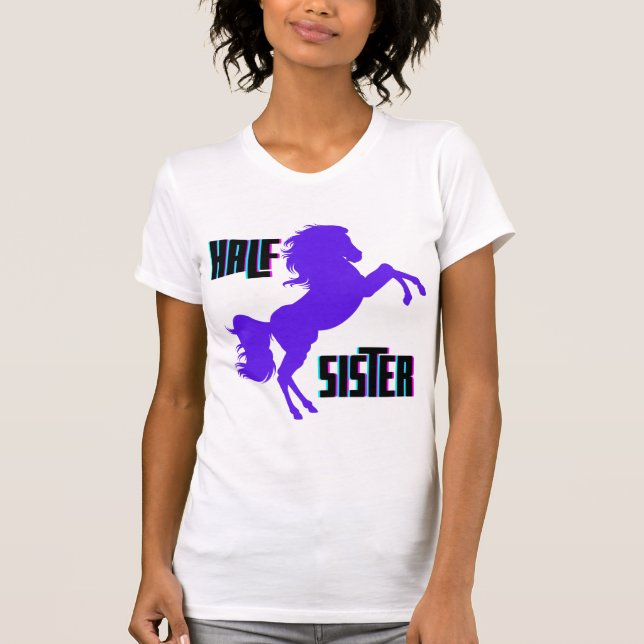 Halv syster Lila Pony Syskon T Shirt (Framsida)