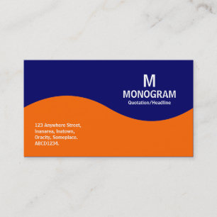 Halv - vinka monogramen - orange med mörk - blåt visitkort