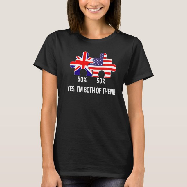 Halva amerikanska, brittiska, Flagga, USA T Shirt (Framsida)