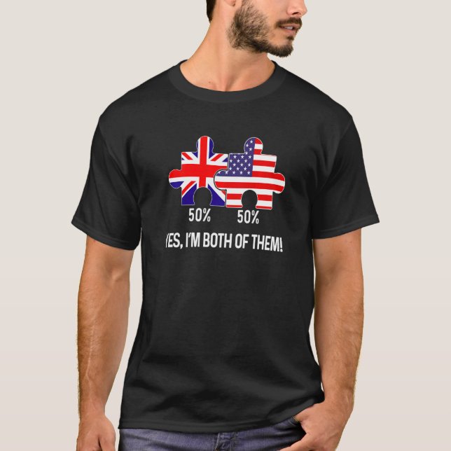 Halva amerikanska, brittiska, Flagga, USA T Shirt (Framsida)