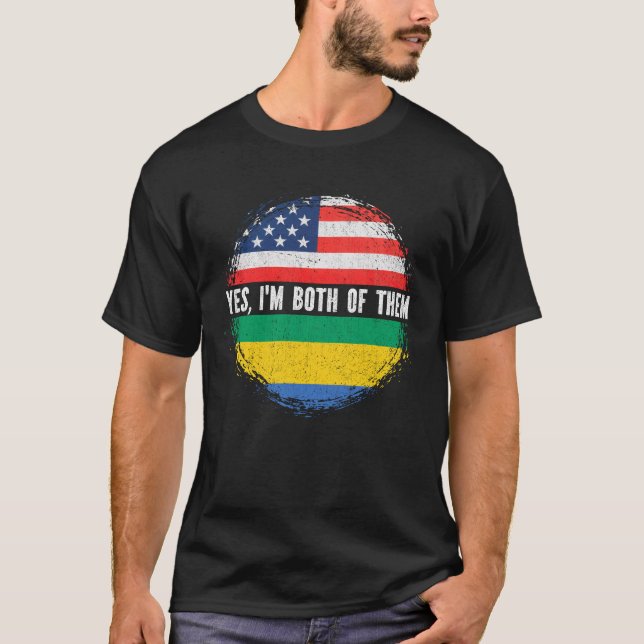 Halva amerikanska Gabon USA flagga Gabon T Shirt (Framsida)
