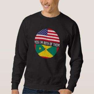 Halva amerikanska Grenadiska USA flagga Family Her Lång Ärmad Tröja