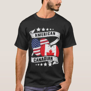 Halva amerikanska halv kanadensisk flagga, kanaden t shirt