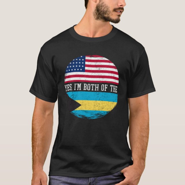 Halva amerikanska halva Bahamian USA flagga Bahama T Shirt (Framsida)