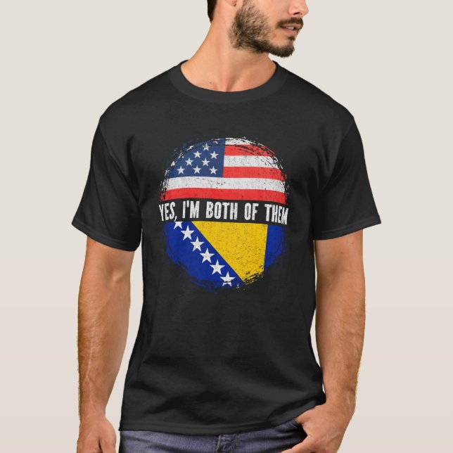 Halva amerikanska halva Bosnien och Hercegovina T Shirt (Framsida)
