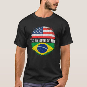 Halva amerikanska halva Brasilianska USA flagga Br T Shirt