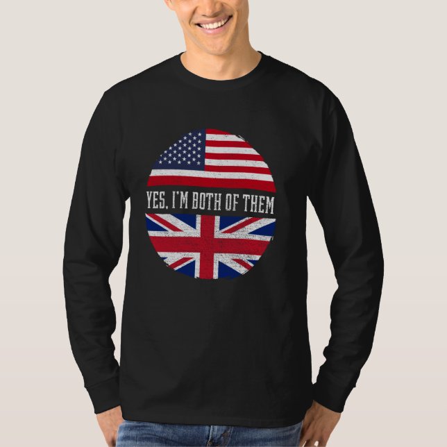 Halva amerikanska halva brittiska USA flagga Fören T Shirt (Framsida)
