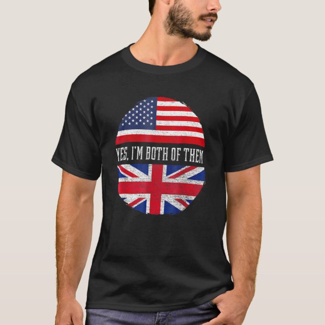 Halva amerikanska halva brittiska USA flagga Fören T Shirt (Framsida)