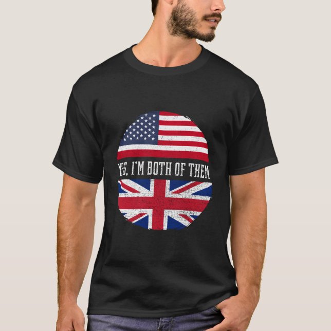 Halva amerikanska halva brittiska USA flagga Fören T Shirt (Framsida)