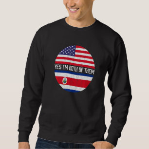 Halva amerikanska halva Costa Rican USA flagga-fam Lång Ärmad Tröja