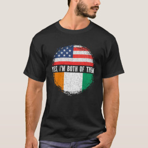 Halva amerikanska halva Elfenbenskusten USA flagga T Shirt