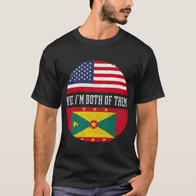 Halva amerikanska halva Grenadian USA flagga Grena T Shirt (Framsida)