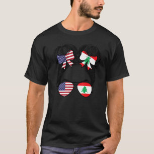 Halva amerikanska halva libanesiska USA Libanons P T Shirt