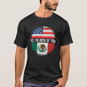 Halva amerikanska halva mexikanska USA flagga, Mex T Shirt